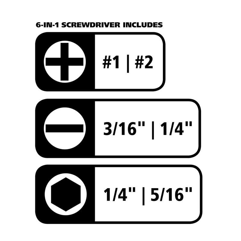 GreatNeck 11-in-1 Multi-Bit Screwdriver and Nut Driver (6-in1 Round Handle)