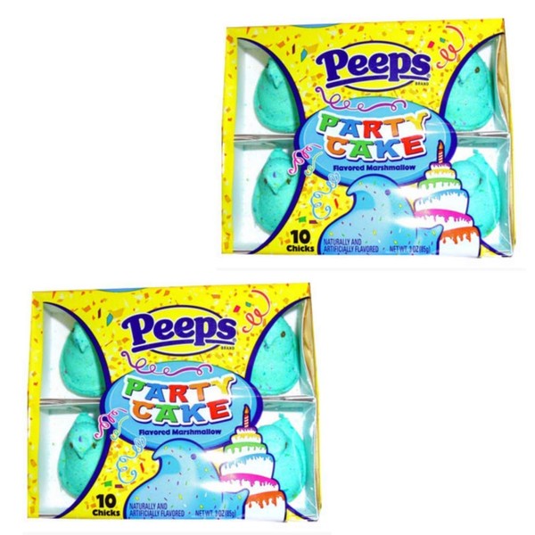 Pack of 2 Peeps Party Cake Flavored Marshmallows 10 Chicks Per Pack
