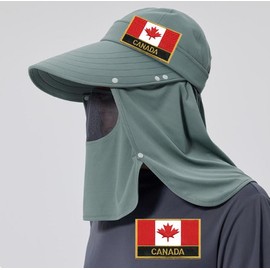 NEGNME - Parches de bandera nacional de Canadá para planchar o coser parches militares bordados tácticos para hombres y mujeres, 2 piezas (blanco, rojo, rectangular, 8 x 5 cm)