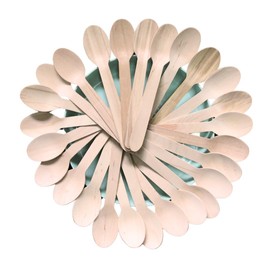 Disposable Wooden Spoons, 6.3 Inches Length, 100 Count, Natural and bio-degradable cutlery. Safe for kids and pets.