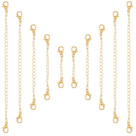 10PCS Gold Necklace Extender, Assorted Sizes Necklace Extenders for Women, Delicate Stainless Steel Jewelry Chain Extenders for Necklaces, Bracelet and Anklet