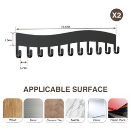 Chain Holder Jewellery Storage Wall - Robust Jewellery Organiser for Necklaces, Bracelets and Earrings - Wall Necklace Organiser Holder: Jewellery Hanging Storage Necklaces 2 Pieces Black