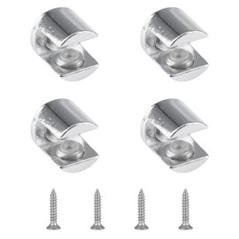 UFURMATE 4Pcs Wall Mounted Adjustable Glass Shelf Clamp Clips Zinc Alloy Glass Clamp Brackets Supports Cylindrical Mounting Brace for Bathroom Shower Cabinet (Polished Chrome, 6-10mm)