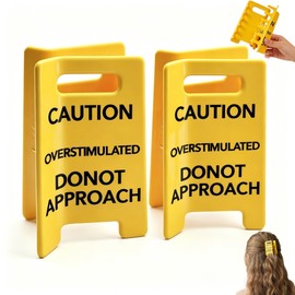 Caution Overstimulated Hair Clip – Funny "Do Not Approach" Sign Hair Claw for Thick Hair, Novelty Gift for Women & Coworkers (2)