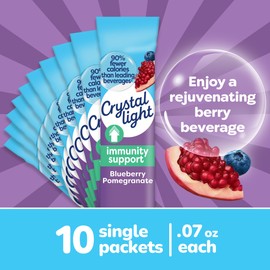 Crystal Light Pure Immunity Blueberry Pomegranate Drink Mix, 10 ct On-the-Go Packets
