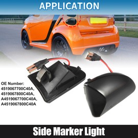 A ABSOPRO Car Markers Accessories Sequential Side Marker No.4519067700C40A Lights Turn Signal Light Assembly for Smart Fortwo 2008-2016 ABS Metal Black (Set of 2)