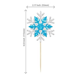 24Pcs Double Layers Snowflake Cupcake Toppers Glitter Winter Theme Snowflake Cupcake Picks Decorations for Baby Shower Kids Birthday Christmas Party Supplies