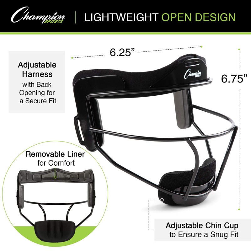 Champion Sports Fielder's Face Mask Softball Fielder's Face Mask, Silver,
