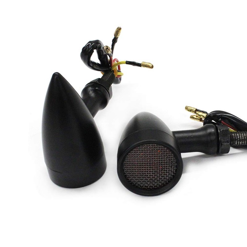 Black Motorcycle LED Turn Signals Red Light Brake Running Tail