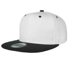 Gelante Plain Blank Flat Brim Adjustable Snapback Baseball Caps LOT 6 Pack, White, One Size