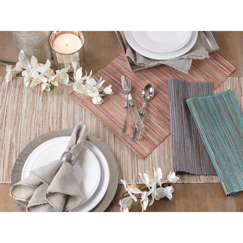 SARO LIFESTYLE Melaya Collection Shimmering Woven Nubby Table Placemats (Set
