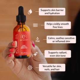 Eve Hansen Rosehip Oil for Face & Skin – Organic Cold-Pressed Rosehip Seed Oil | Hydrating & Fast-Absorbing Moisturizer | 2oz