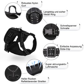 Supet Cat Harness and Lead Set, Escape Proof Kitten Harness, Adjustable Cat Vest/Harness with Reflective Stripes, Universal Cat Lead and Harness for Cats / Puppies