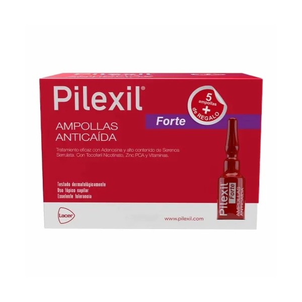Pilexil Forte Adenosina, Serenda Serrulata Tratamiento Anticaída Con 15 Ampolletas