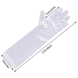 Lystaii Long Opera Party 20s Satin Gloves Stretchy Elbow Length Wedding 15 Inch Classic, White, One Size