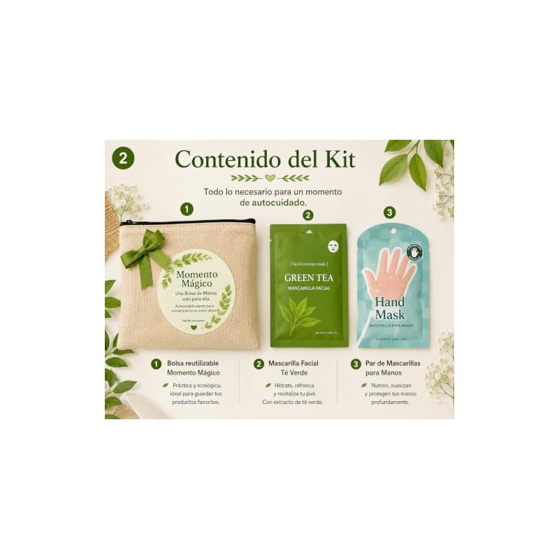 Genérico Kit Autocuidado Verde Cara Manos Cada Uno