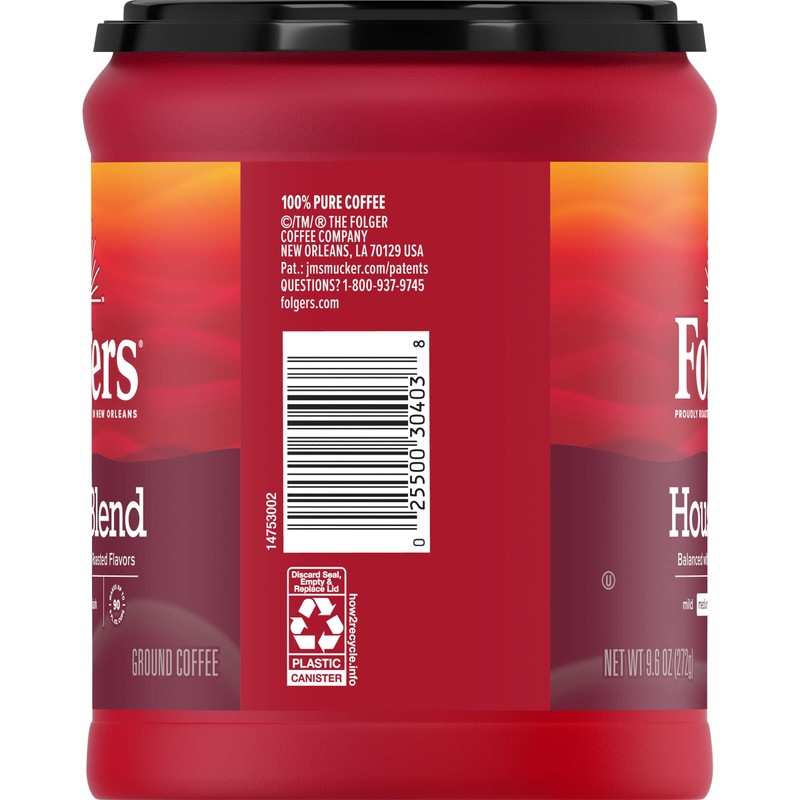 Folgers House Blend Ground Coffee, Medium Roast, 9.6 Ounce