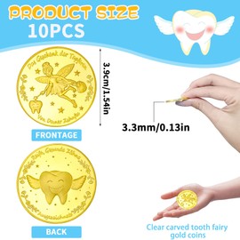 VEEKAY Tooth Fairy Coins, Pack of 10 Tooth Fairy Gold Thals, Tooth Fairy Coins, Tooth Fairy Gift, Gold Coins Children, Lost Tooth Children's Gifts Souvenir, Memorial Coin, Tooth Fairy Gifts Ideas for