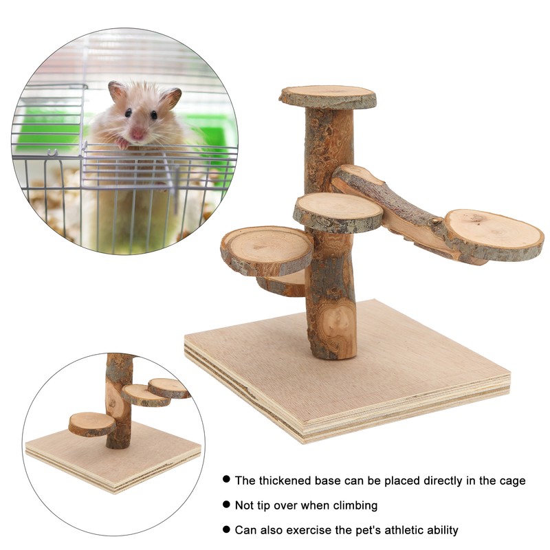 Wooden Hamster Platform Toy Hamster Playground Stand Rotating Ladder for