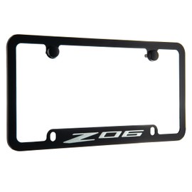 Corvette C8 Z06 no Logo 50 State Black License Plate Frame with Four mounting Holes.