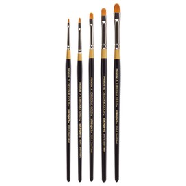 KINGART Original Gold 9510 Short Filbert Series Paintbrush Set, Premium Golden Taklon Multimedia Artist Brushes, Set of 5