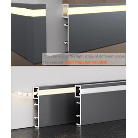 DGLILUAN 3.3ft/1m LED Aluminum Grey Skirting Baseboards, LED Strip Light Channel Profile 80mm x 9mm Skirting Board Baseboard Light for Bedroom Kitchen Living Room Indoor Mood Lighting (10)