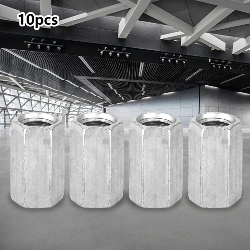 M8 Coupling Nut, Akozon 10pcs M8 Long Rod Nut Threaded