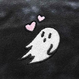 DALIX Heartly Ghost Tie Dye Bucket Hat Cotton Embroidery Casual Outdoor Style Womens in Tie Dye Black M Medium