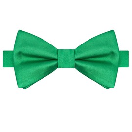 KissTies Solid Satin Pre-Tied Bow Tie Adult's Adjustable Tuxedo Bowties, Green, One Size