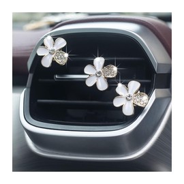 6PCS Decorations Flower Clips for Car Air Vent, Cute Colorful Flower Decor for Women Girls, Clip on Air Conditioning Outlet, Auto Interior Accessories Universal for Most Vehicles (White, Unscented)
