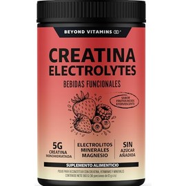 BEYOND VITAMINS Creatina Monohidratada con Electrolitos y Ciclodextrina para Mejor Absorción e Hidratación | Bebida Efervescente con Vitaminas y Minerales | Sin Azúcar | 30 Porciones (Frutos Rojos)