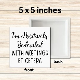 Funny Office Desk Decor Sign, Sarcastic Office Decoration for Work Women Men, Funny Cubicle Decor, Gifts for HR Coworker Colleague Boss Receptionist, I'm Positively Bedeviled With Meetings Et Cetera