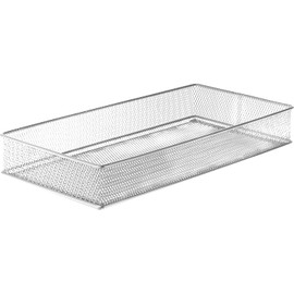YBM HOME Silver Mesh Drawer Cabinet and or Shelf Organizer Bins, School Supply Holder Office Desktop Organizer Basket 1591s (1, 6x12x2 Inch)