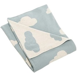 SAFAVIEH Baby Collection Skye Cloud Blue and White 32" x 40" Cotton Throw Blanket