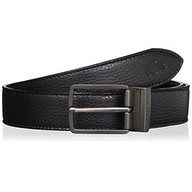 Lacoste PLM0626 Men's Reversible Gun Metal Buckle Leather Belt, Black