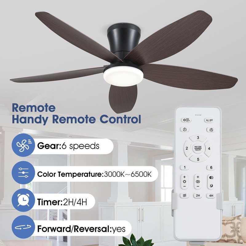 Surtime Ceiling Fans with Lights-42 Low Profile Ceiling Fan with