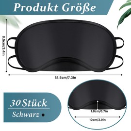 Jeffbaubl Schlafmaske, 30 Stück Augenmaske Schlaf, Augenbinde Augenabdeckung, Schlafmasken mit Nasenpolster Gummibänder, Tragbare Schlafbrille für Herren Frauen Schlaf Spiel Reisen(Schwarz)