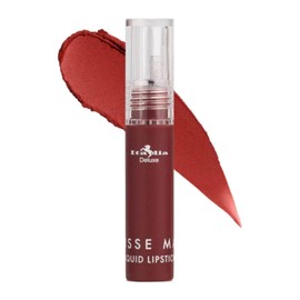 Italia Deluxe Pick 1 Mousse Matte Liquid Lipstick Comfortable Velvet Finish & Zipper Bag (190-08 : POISON APPLE, Full Size)