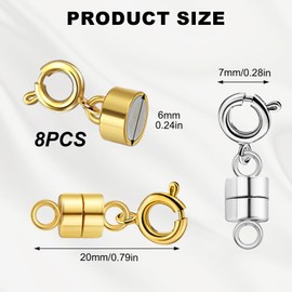 8 Pcs Magnetic Necklace Clasps, Jewellery Bracelet Clasps Closures Jewelry Necklaces Fasteners Chain Clasps Connector for Necklaces Bracelet Jewelry Accessories for Bracelet Necklace Anklets Making