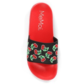 MeMoi Women's Cherries Lightweight Slides Red S