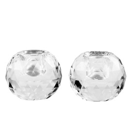 Marvala Candle Holders for Taper Holder Set of 2, Crystal Ball Decor for Dining Coffee Table Centerpiece, Wedding Decorations (Clear)