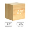 Onerbuy Wooden Digital Cube Alarm Clock Touch Sound Activated Desk