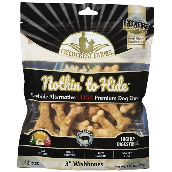 Nothing to Hide Natural Rawhide Alternative 3'' Wish Bones for