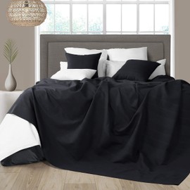 EHC Classic Rib Cotton Throw, Sofa Bed Throw Bedspread - 150cm x 200cm (60" x 80") Fits most 2 seater Sofas Settee Arm Chair & Single Bed Throw, Black