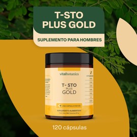 T-STO PLUS GOLD Suplemento a base de Vitamina D, Potasio, Zinc, L-Arginina, L-Taurina, Guaraná y Moringa Con 120 capsulas de 500mg. Multivitaminico hombre. Vitaminas para Hombre. Suplementos Alimenticios Libres de Gluten y Apto Keto | VITALBOTANICS