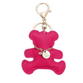 Tonecraft Bear Key Holder, Simple, Orthodox, Bag Charm, Popular, Stylish, Cute, Bear, PU Leather, Squishy, hotpink