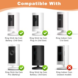 2Pack Security Camera Wall Mount,Compatible with Ring Stick Up Cam Battery/Plug-in/Camera Pro Battery/Ring Indoor Cam(1st Gen),360 Degree Adjustable No Drill Mount for Ring Outdoor Indoor Camera,Black