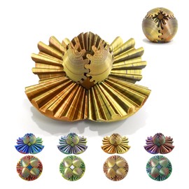 Flavery Gear Ball - 3D Printed Spin Ball, Cube Fidget Toy, Gear Sphere,Stress Ball for Stress and Anxiety Relaxing (Gold Silver Copper)