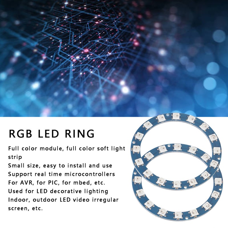 2Pcs RGB LED Ring 16 Bit Intelligent Full Color Highlight