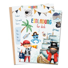 MeinBaby123® 10 Invitation Cards Children's Birthday Pirates Birthday Invitations for Boys Pirate Invitation Cards Includes 10 Envelopes Premium Quality (Pirates V1)